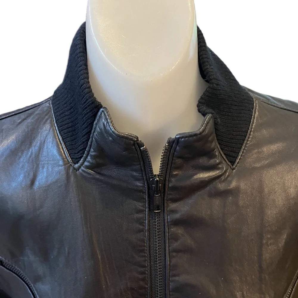 Vintage Michael Hoban North Beach Leather Black Cropped Bomber Jacket size XS - Picture 7 of 14